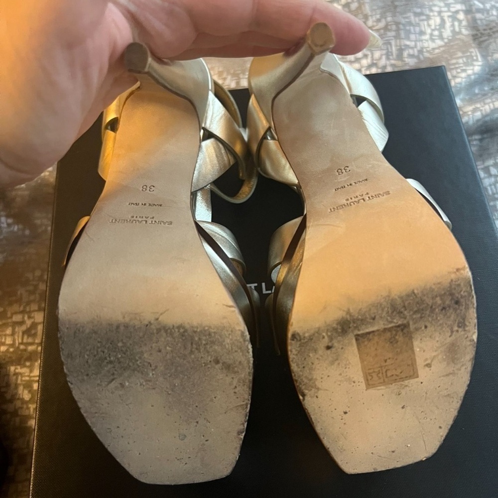 YSL Platform High Heel Sandals in Gold Metallic - Picture 4 of 6